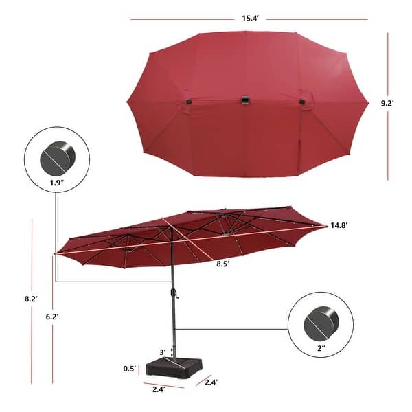 gymax outdoor patio umbrella 15 Garvee ft Rectangular with Base Included - Large Patio Umbrella with Crank Handle, UV Protection for Market, Backyard, Pool - Navy Blue And it is a perfect choice when Its rainy and you still want to enjoy outdoor scenery Gymax 15 ft Double-Sided Patio