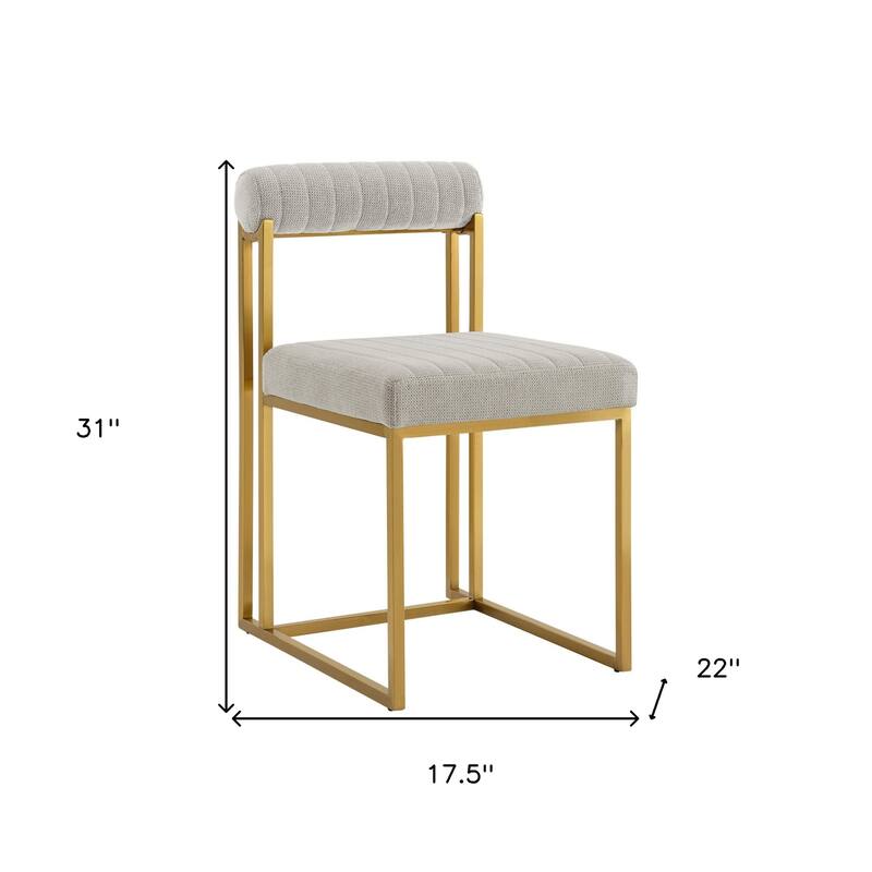 HomeRoots Set of Two Gray And Gold Upholstered Polyester Open Back Dining Side Chairs