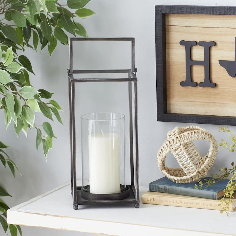 Metal Decorative Candle Lantern - Black - Roche River Decor