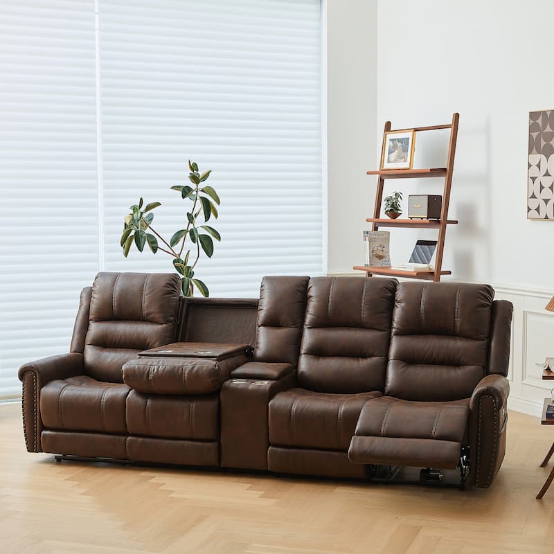 Power Sofa Loveseat Recliner Adjustable Headrest High Back Nailhead