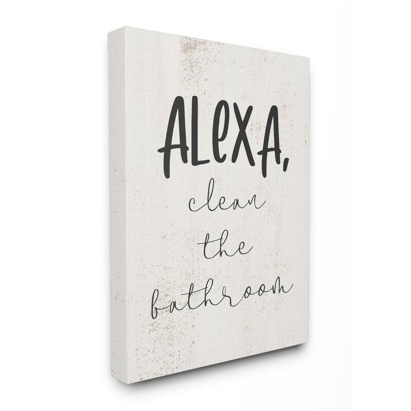 Stupell Modern Day Clean the Bathroom Sign Technology Humor Canvas Wall Art - Black - 16 x 20