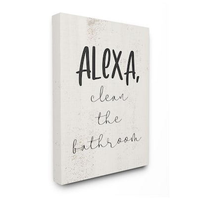 Stupell Modern Day Clean the Bathroom Sign Technology Humor Canvas Wall Art - Black
