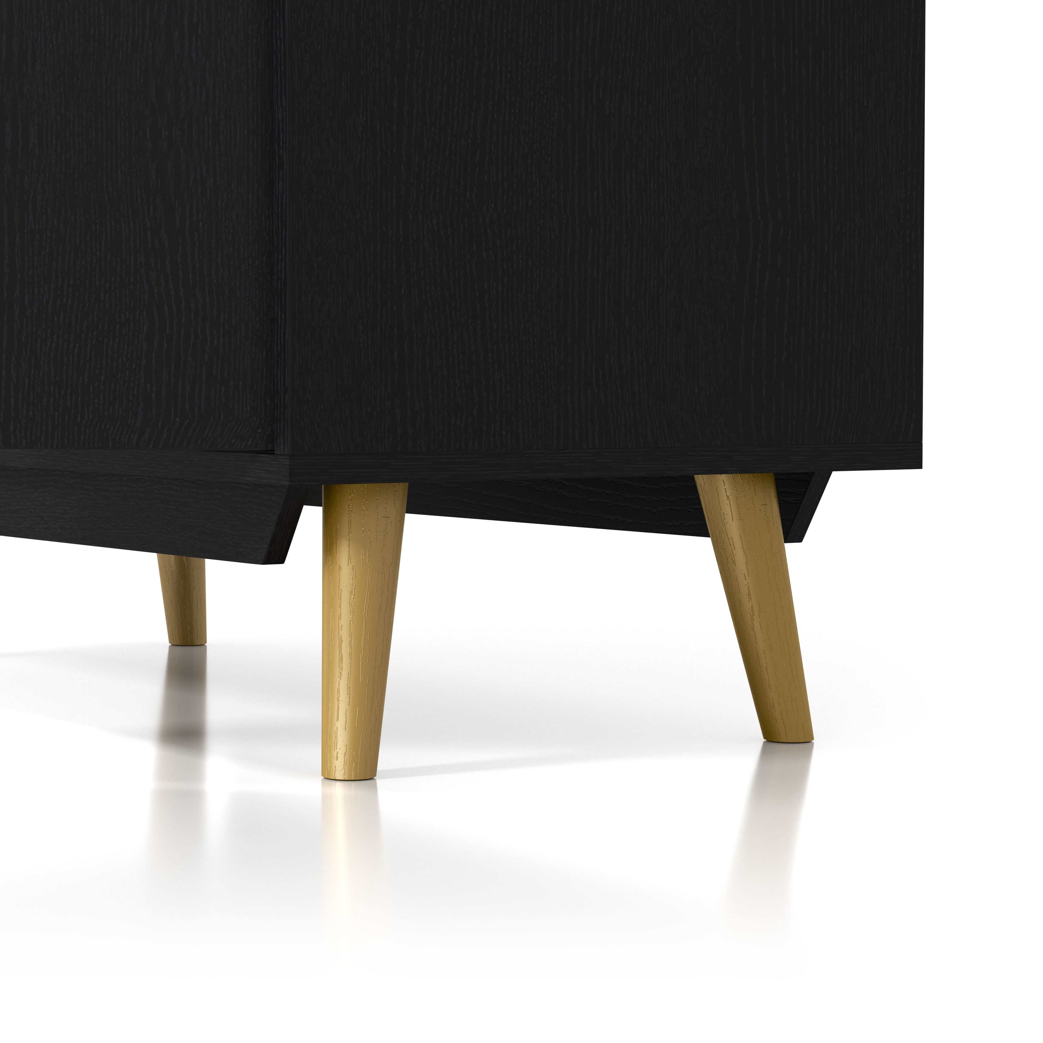 DH BASIC Chic Mid-Century Modern Black with Gold 15-Pair Double-Door Shoe Cabinet by Denhour