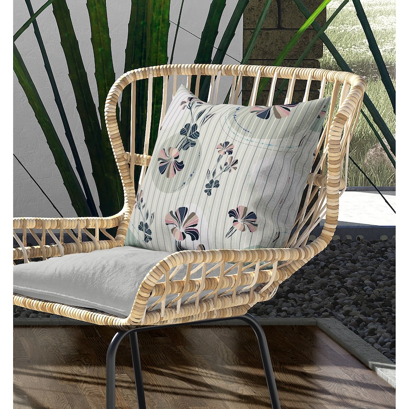 Circular Garden Indoor/Outdoor Reversible Throw Pillow Lime and Green