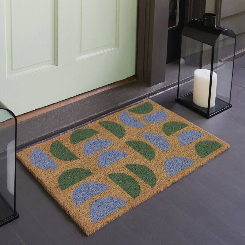 Retro Modern Geometric 18" x 30" Doormat - 18" x 30" - 18" x 30" - Blue