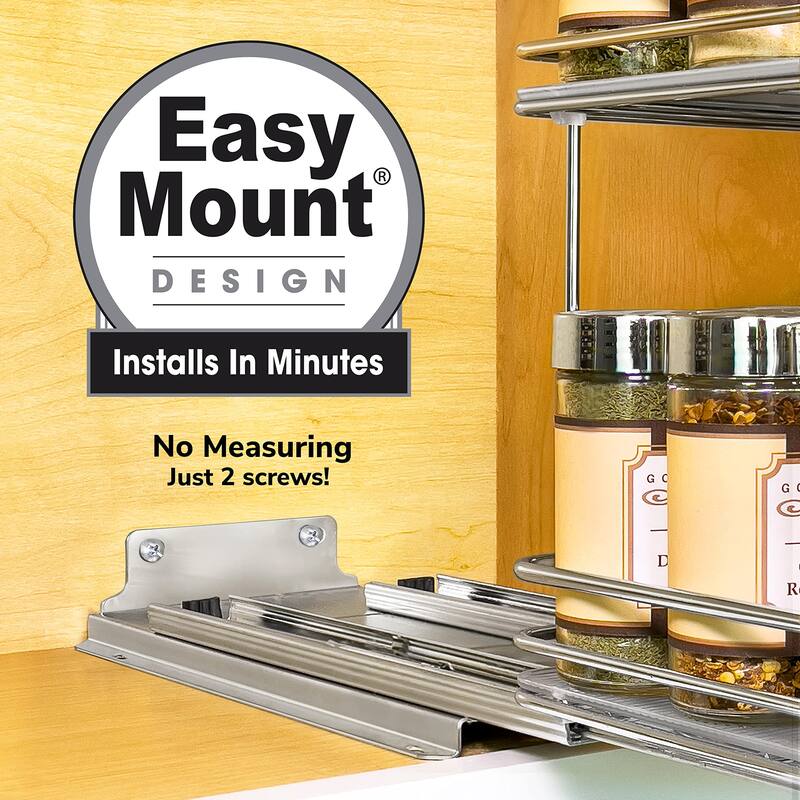 ® Pull Out Spice Rack Organizer for Cabinet - 6-1/4 inch Wide - Slide Out Rack - Sliding Spice Organizer Shelf - 2 Tier, Chrome