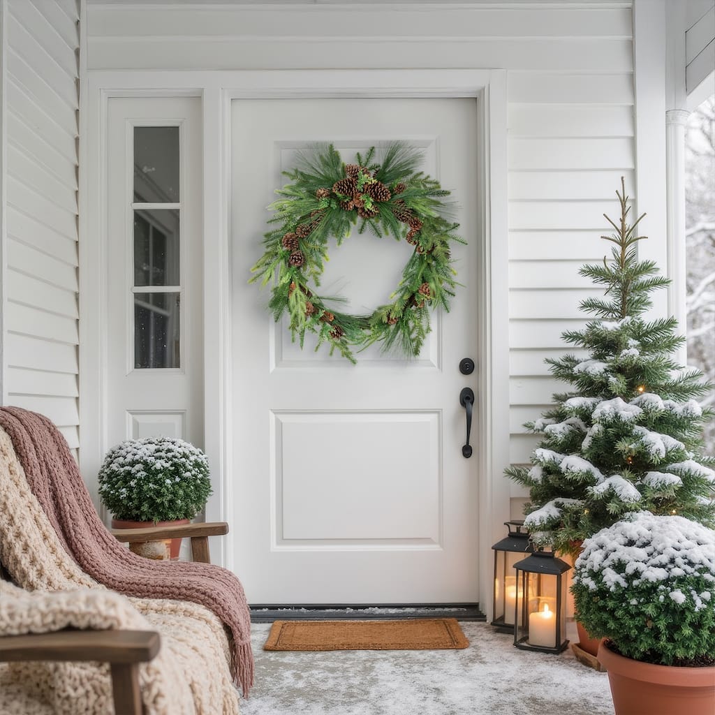 Pinecones and Mixed Foliage Artificial Christmas Wreath - 32" - Unlit