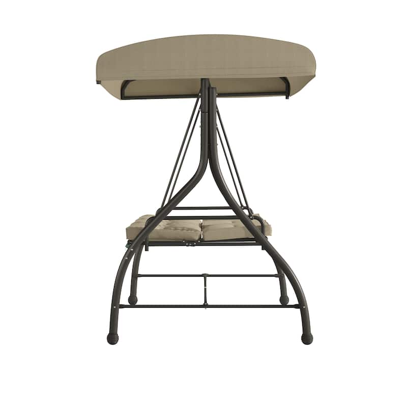 3-Seat Outdoor Steel Converting Patio Swing and Bed Canopy Hammock