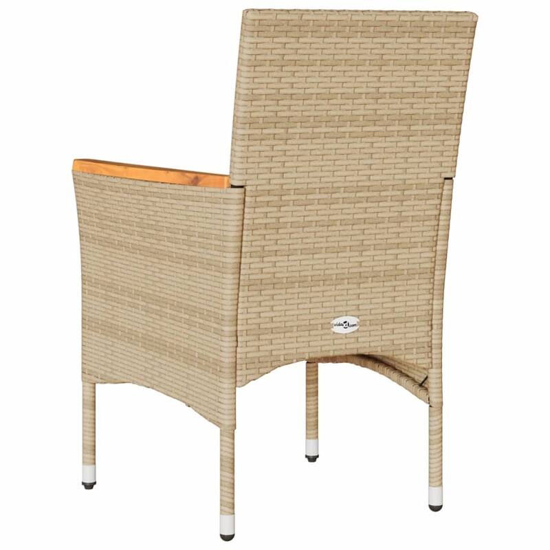 vidaXL Patio Chairs with Cushions 2 pcs Beige Poly Rattan - 20.9 x 24.0 x 32.7"