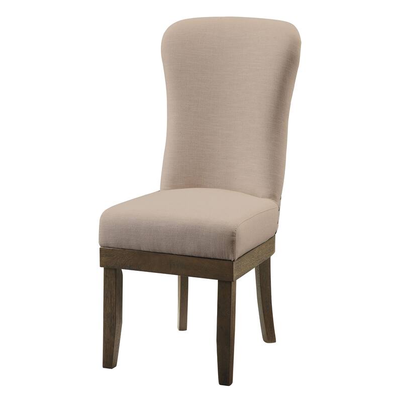 Beige and Salvage Brown Wingback Side Chairs (Set of 2)