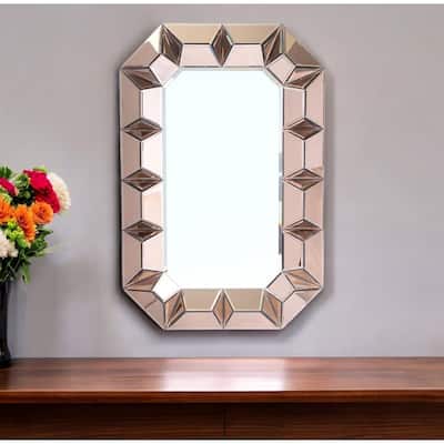 HomeRoots 35" Rose Gold Glass Framed Accent Mirror - 23.6