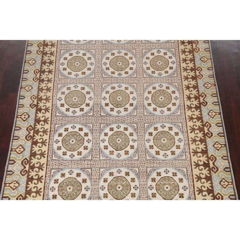 Vegetable Dye Traditional Khotan Oriental Wool Area Rug Hand-knotted - 6'3" x 9'7"