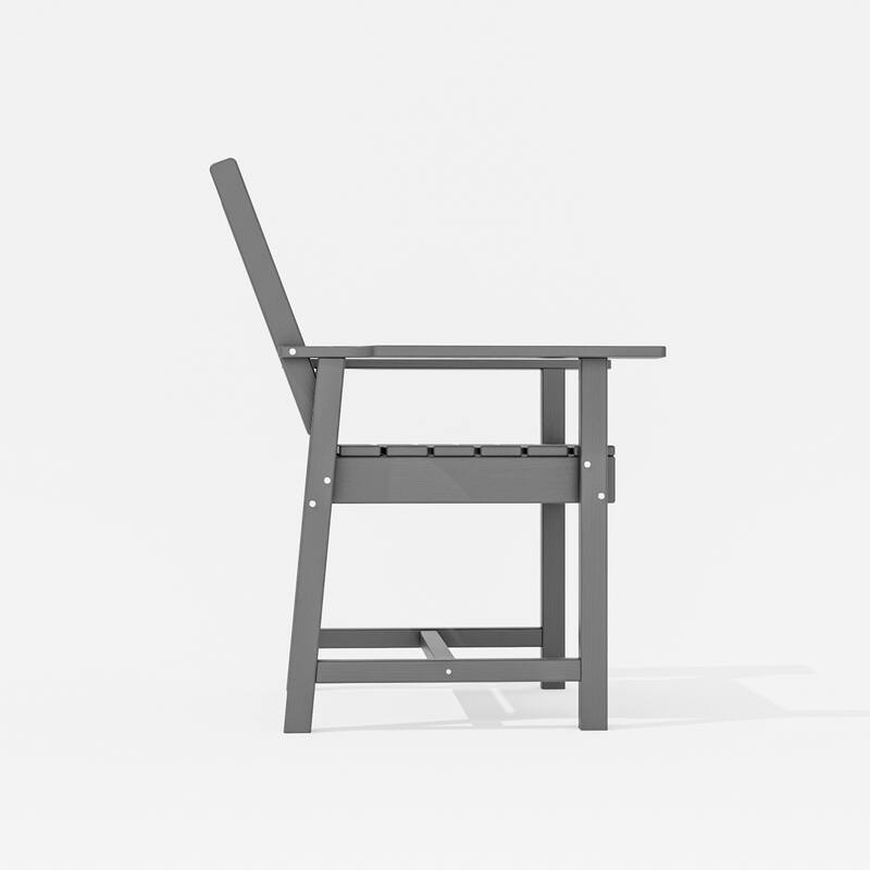 Set of 2 Outdoor Dining Chairs with Armrests, HDPE All Weather Patio Chairs, Waterproof UV Resistant Wood Grain Armchai