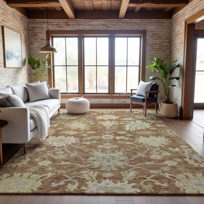 Premium Washable Super Soft Traditional Persian Mayfield Rug - Paprika - 9' x 12'