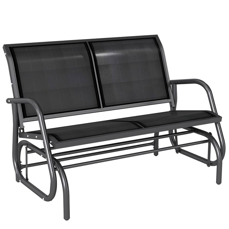 Outsunny 2-person Black Outdoor Double Rocker Glider Bench