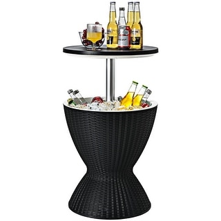 Gymax 8-Gal Patio Ice Cooler Bucket Cool Bar Side Table w/ Retractable - 19'' x 22.5''
