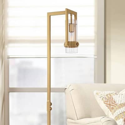 61" Warm Gold Floor Lamp with Glass Shade - 12" x 61"
