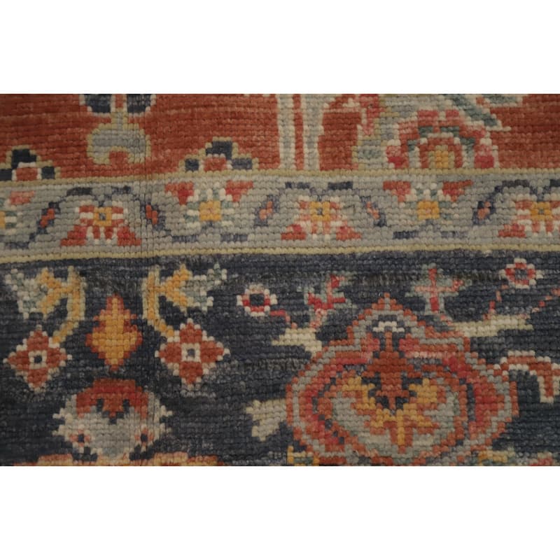 Hand Knotted Oriental 100% Wool Carpet Transitional Floral Oranges & Rust Oushak Area Rug - 6' 10'' X 5' 1''