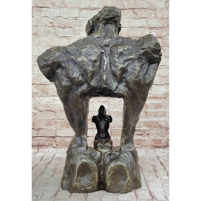 Male Torso W/ Female Figure Inside Surreal Abstract Bronze Statue Sculpture Modern Art 22 Inches X 15 Inches