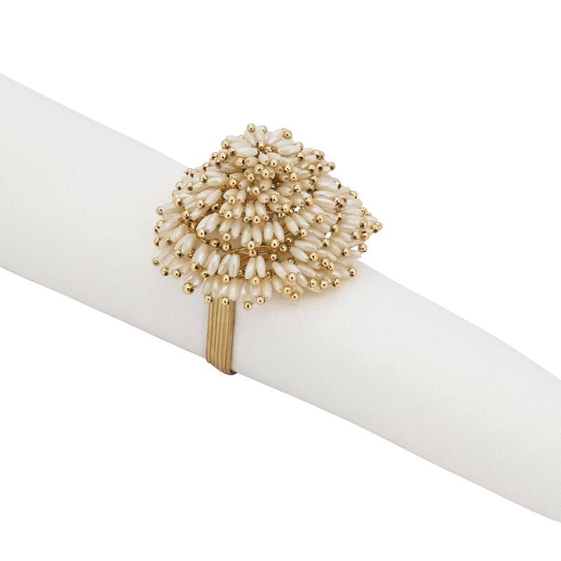 Napkin Rings With Beaded Design (Set of 4)