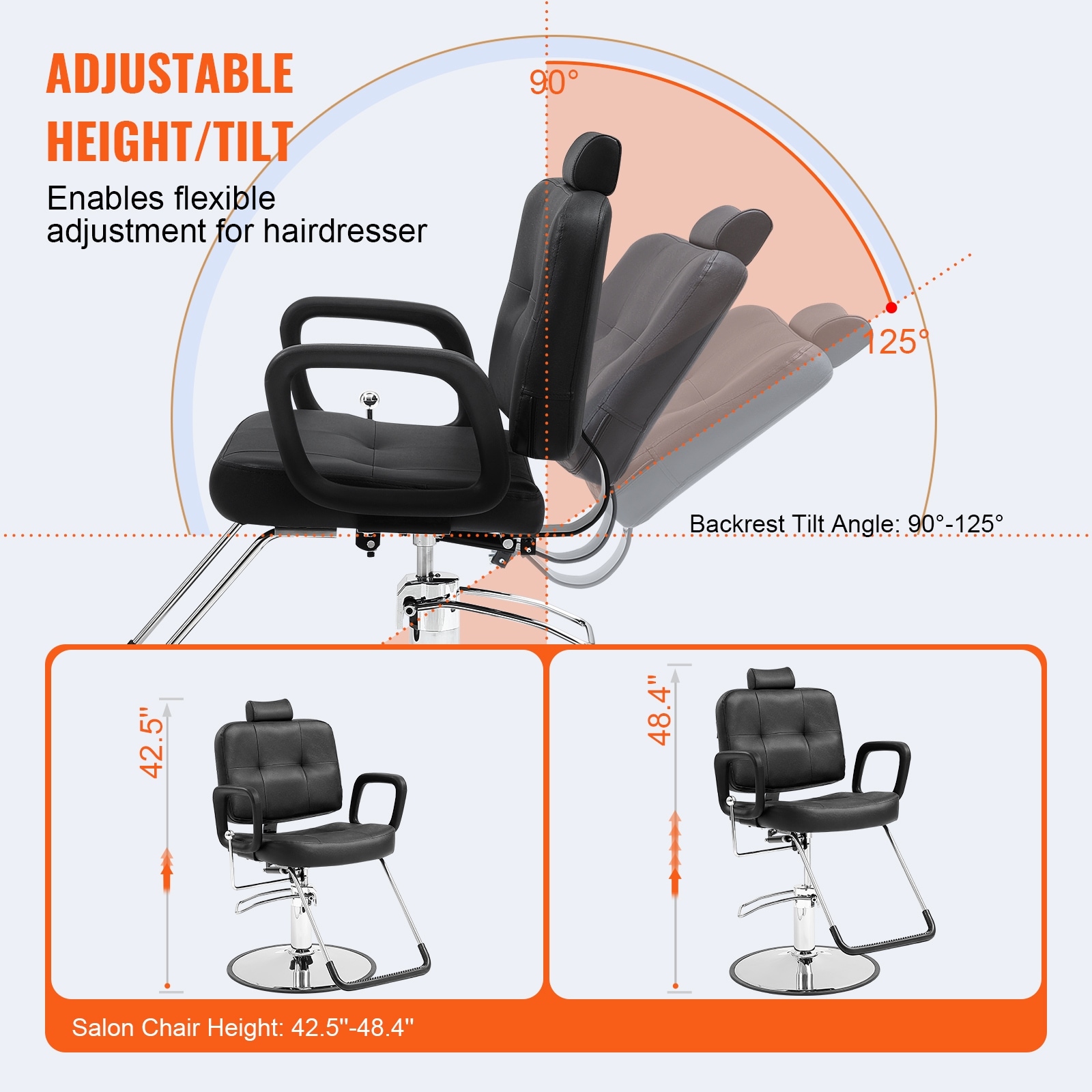 VEVOR Salon Chair Hydraulic Recliner Barber Chair for Hair