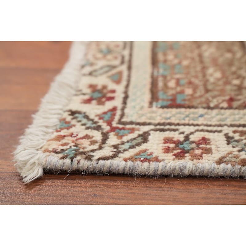 Hand Knotted Oriental 100% Wool Carpet Traditional Medallion Peach Tabriz Area Rug - 6' 2'' X 4' 4''