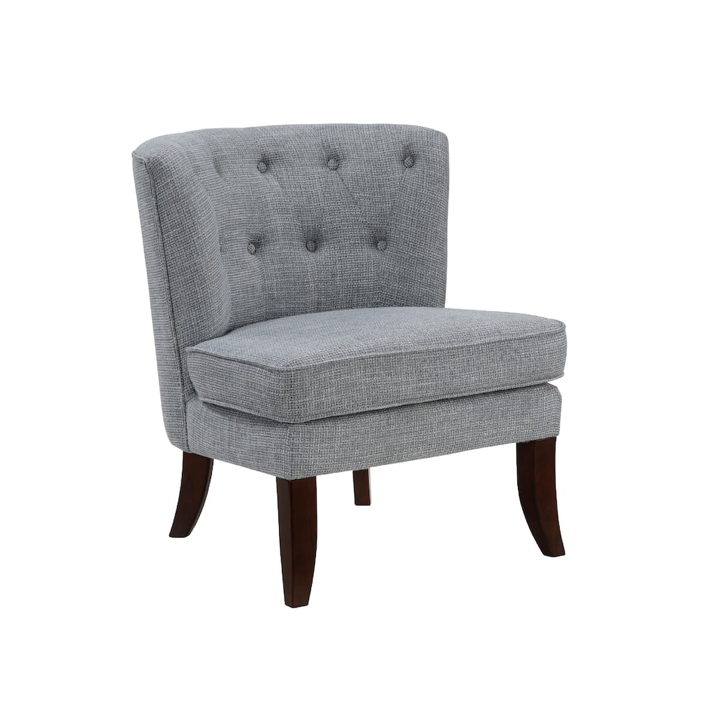 Rose Accent Chair, Button Tufted Wingback, Dark Gray Polyester, Brown