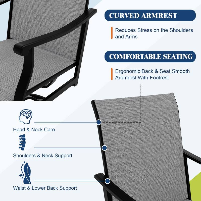 Patio Swivel Dining Chairs Textilene High Back Set of 2