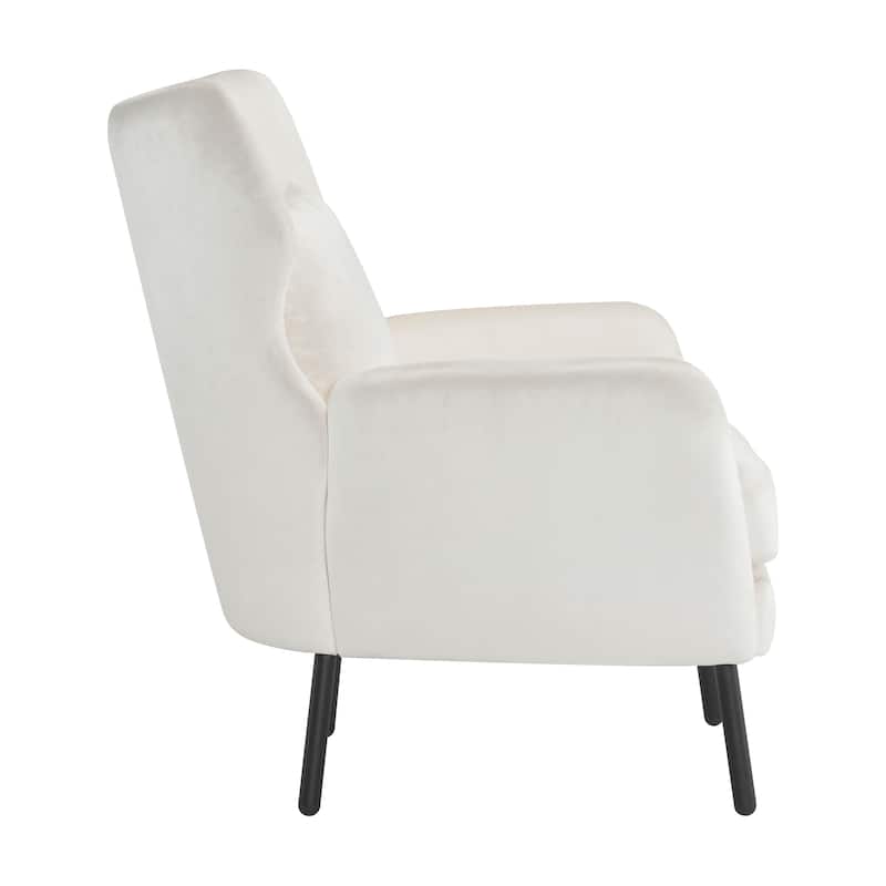 Modern 32" Upholstered Wing Back Velvet Accent Chair with Metal Legs and Pillow