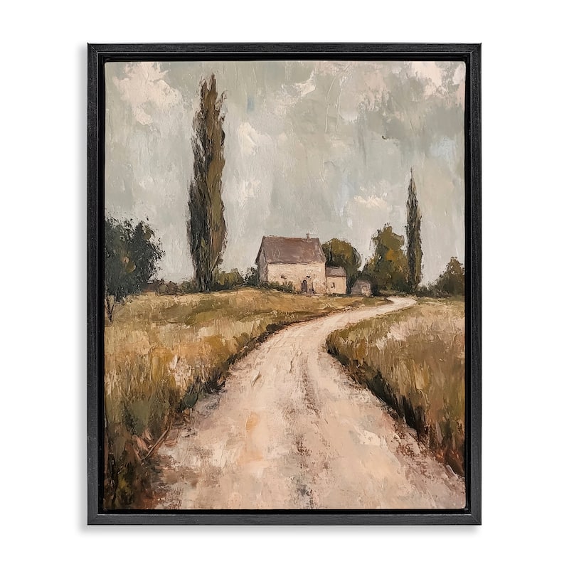 Stupell Painterly Quiet Country Framed Floater Canvas Wall Art Design By Petal Prints Design - 17 x 21 - Black