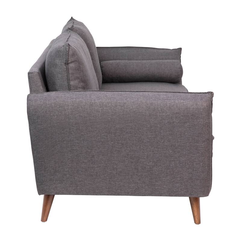 Compact Faux Linen Upholstered Sofa with Wooden Legs