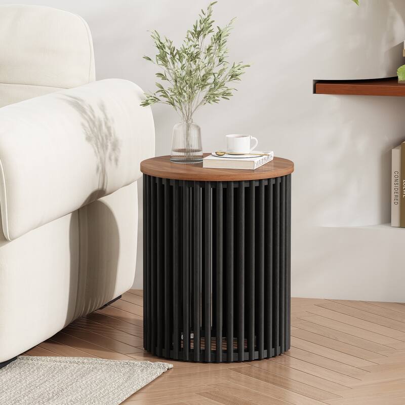 Acacia Solid Wood Coffee Table/Side Table,Natural & Black Color