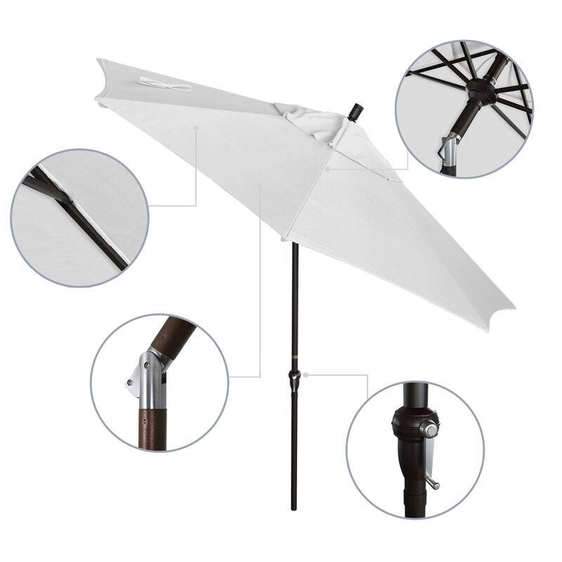 California Umbrella 9' Sunset Series Patio Umbrella Bronze Aluminum Frame and Ribs, Crank Lift Auto Tilt, Olefin Royal Blue