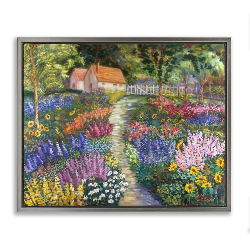 Stupell Floral Cottage Gardens Framed Floater Canvas Wall Art Design by Alexi Fine