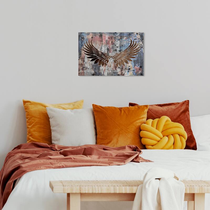 Wynwood Studio Canvas Fashion and Glam Skyward Wings Bronze and Copper Modern & Contemporary Wall Art Canvas Print - 16 x 24