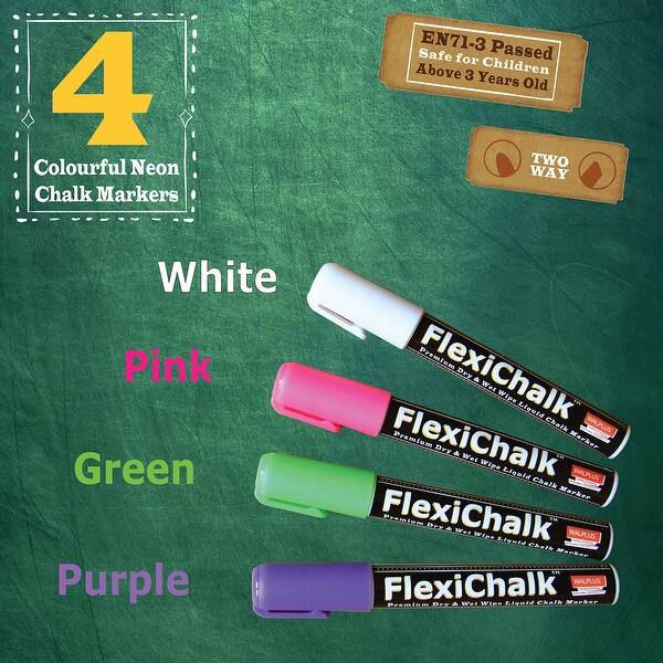 Walplus Blackboard Chalkboard Wall Stickers 79 inches Peel & Stick with Flexichalk Marker Bright Color Liquid Chalks Pen
