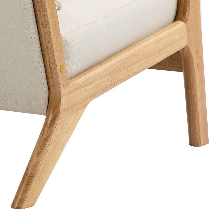 25" W Mid Century Upholstered Wood Accent Chair with Pillow