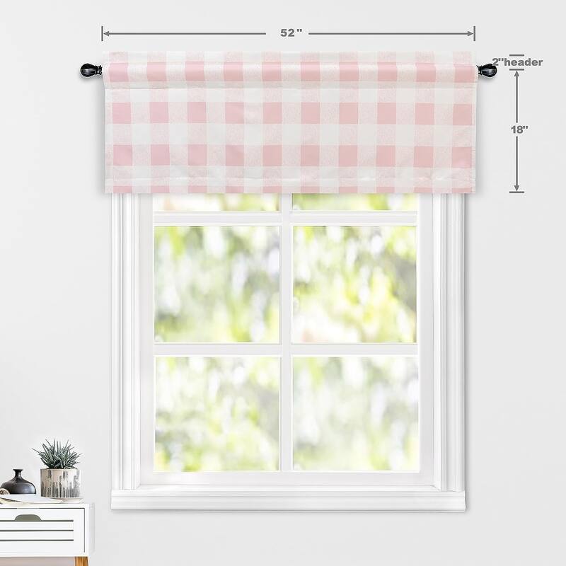 DriftAway Buffalo Checker Plaid Pattern Lined Window Valance - 52'' width x 18'' length