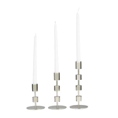 Aluminum Metal Abstract Floating Block Decorative Candle Holder with Rounded Base - Set of 3 Silver or Gold - Roche River Decor