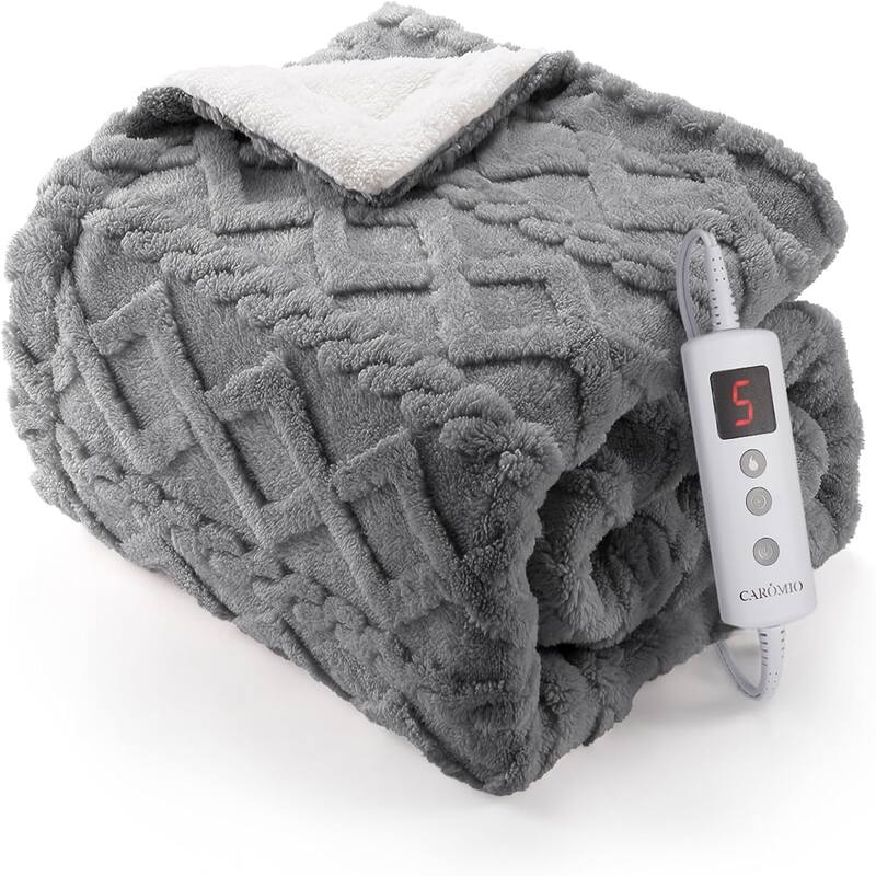 Heated Throw Blanket with 10 Heating Levels and 10 Time Settings, Purple