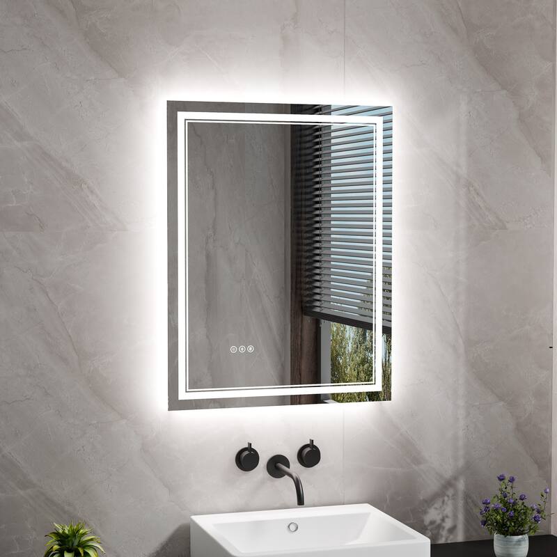 Modland Small Size LED Bathroom Mirror Back & Front Lighted Anti-Fog - 28x36