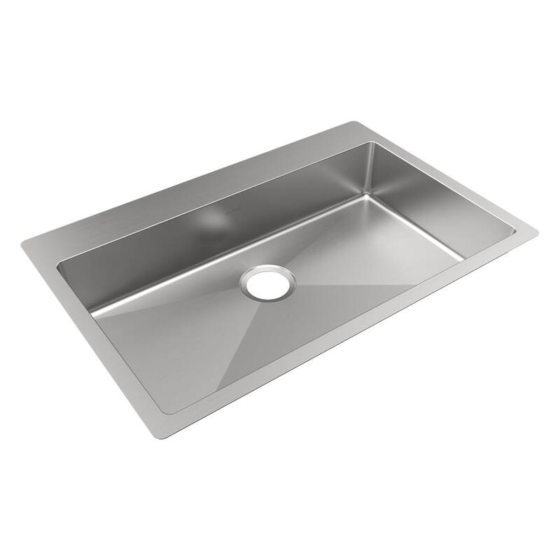 Crosstown 18 Gauge Stainless Steel 33" x 22" x 6" 0-Hole Single Bowl Dual Mount ADA Sink