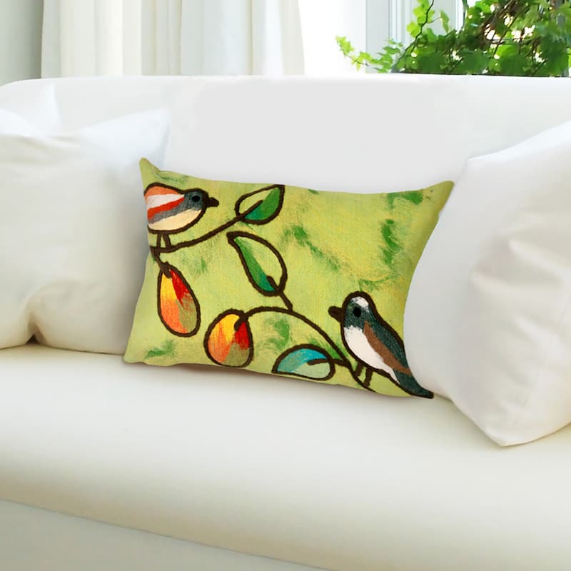 Liora Manne Visions III Song Birds Indoor/Outdoor Pillow Green 12"X20"