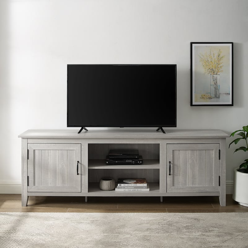 70" Modern Farmhouse TV Stand with 2 Doors and Adjustable Shelves for 85" TVs