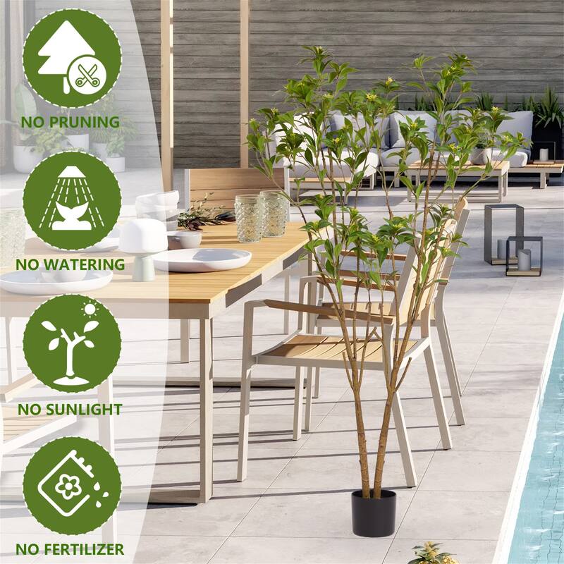 5.2FT Artificial Citrus Tree with Lifelike Leaves & Flowers