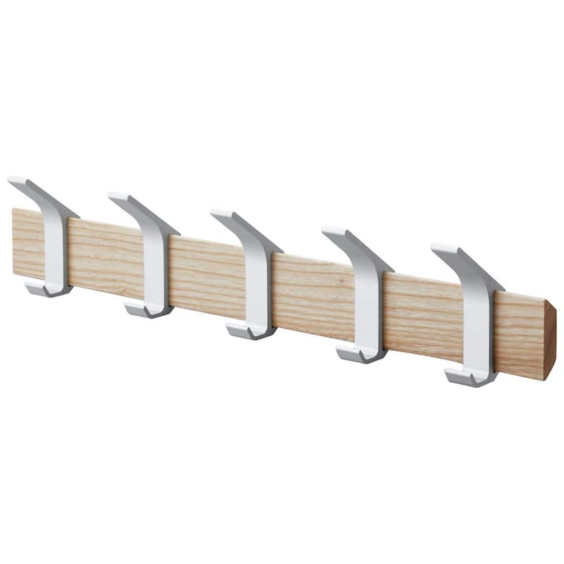 Yamazaki Home Wall-Mounted Coat Rack, Steel and Wood - L 2.56 x W 19.69 x H 3.94 inches - Ash