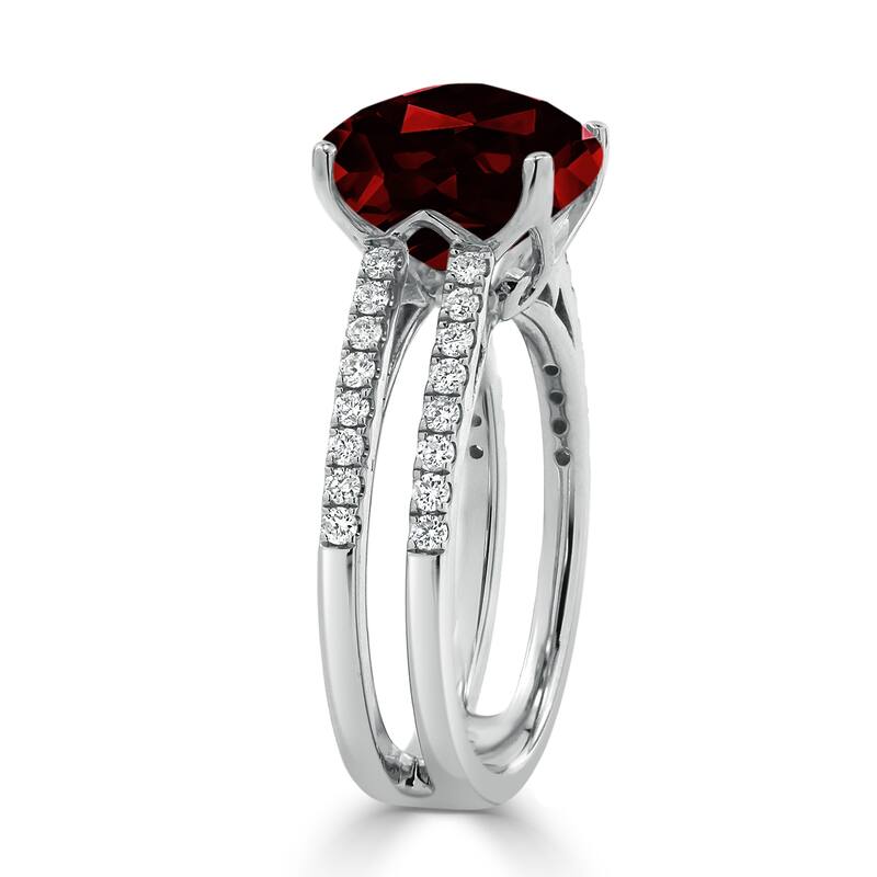 Auriya Modern 5ct Cushion-cut Garnet and Diamond Engagement Ring 1/4cttw 14k Gold