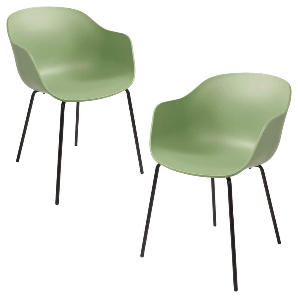 Furnish Theory Curve-K ML Indoor/Outdoor Dining Armchairs Arm Chairs w Polypropylene Shell & Powder-Coated Steel Legs (Set of 2)