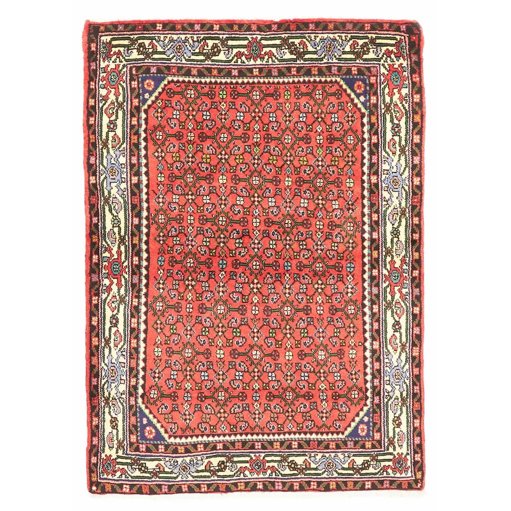ECARPETGALLERY Hand-knotted Andelz Red Wool Rug - 3'3 x 4'10