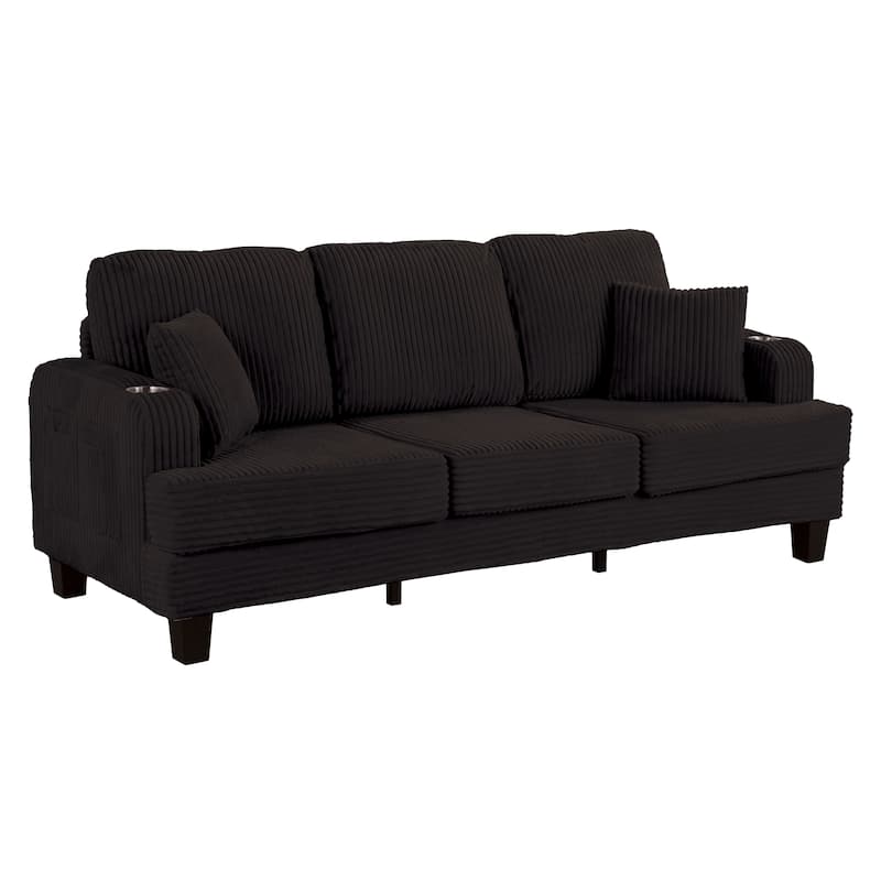 Furniture of America Xenia Modern Chenille Sofa with Cup Holders and USB Ports